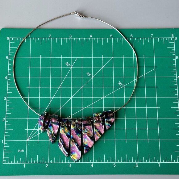 Asymmetric Colorful Glass Slider Pendant Sterling Silver Cocoon Chain Necklace - Picture 10 of 10